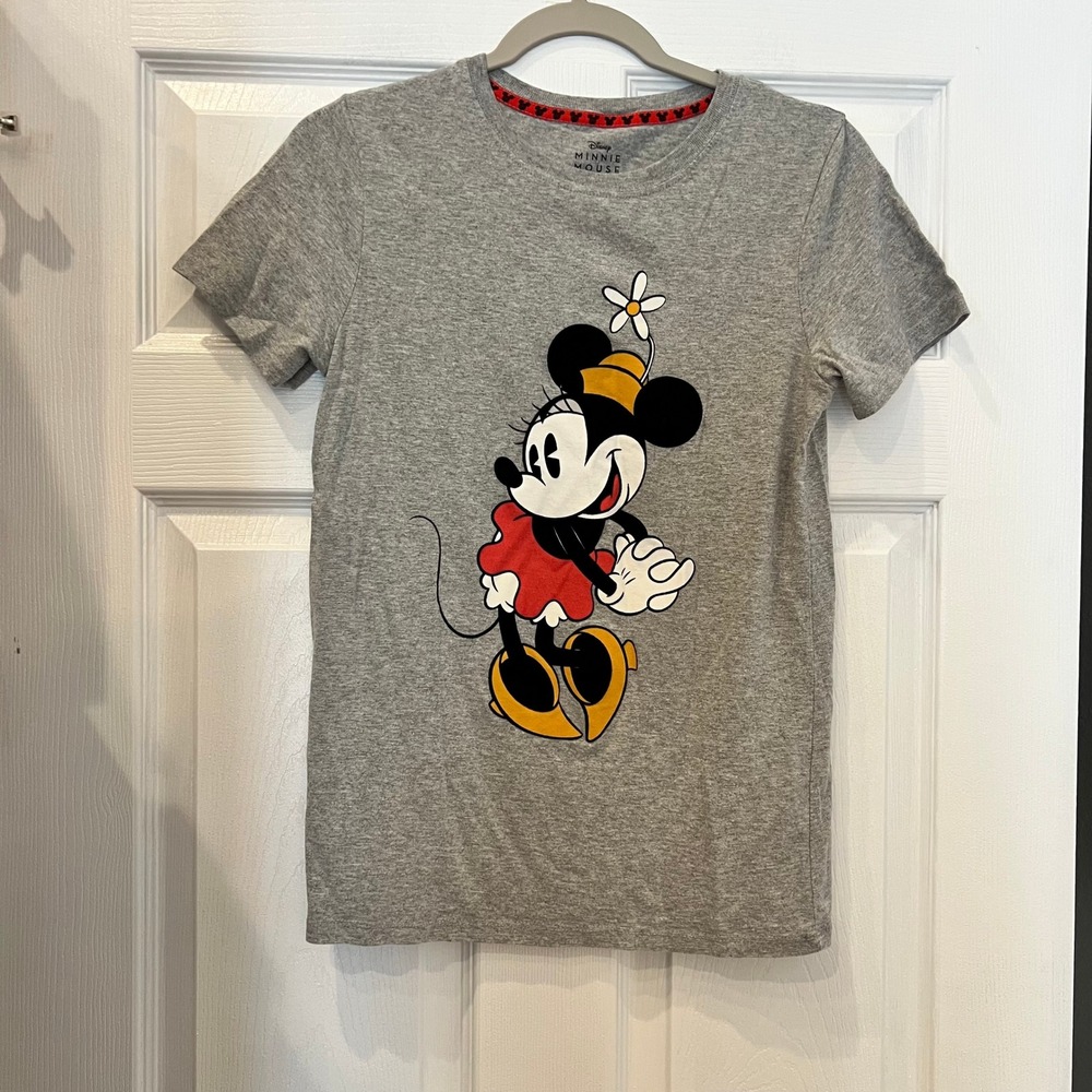 Disney Minnie Mouse T-Shirt Cotton Jersey Heather Gray Vintage Aesthetic